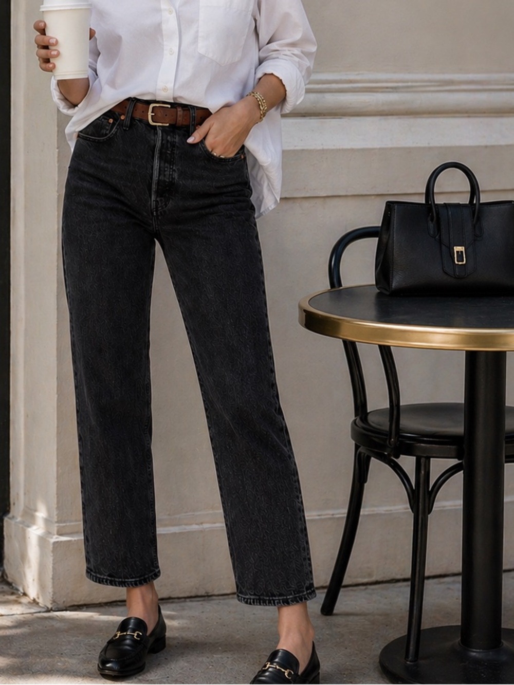 Levi’s Ribcage Straight Ankle Jeans Black High Rise 30x27 EUC